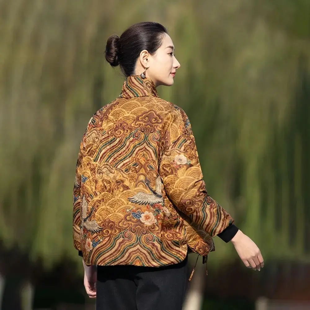 2024 chinese style vintage tangsuit coat autumn winter hanfu top women elegant women chinese vintage padded coat a779