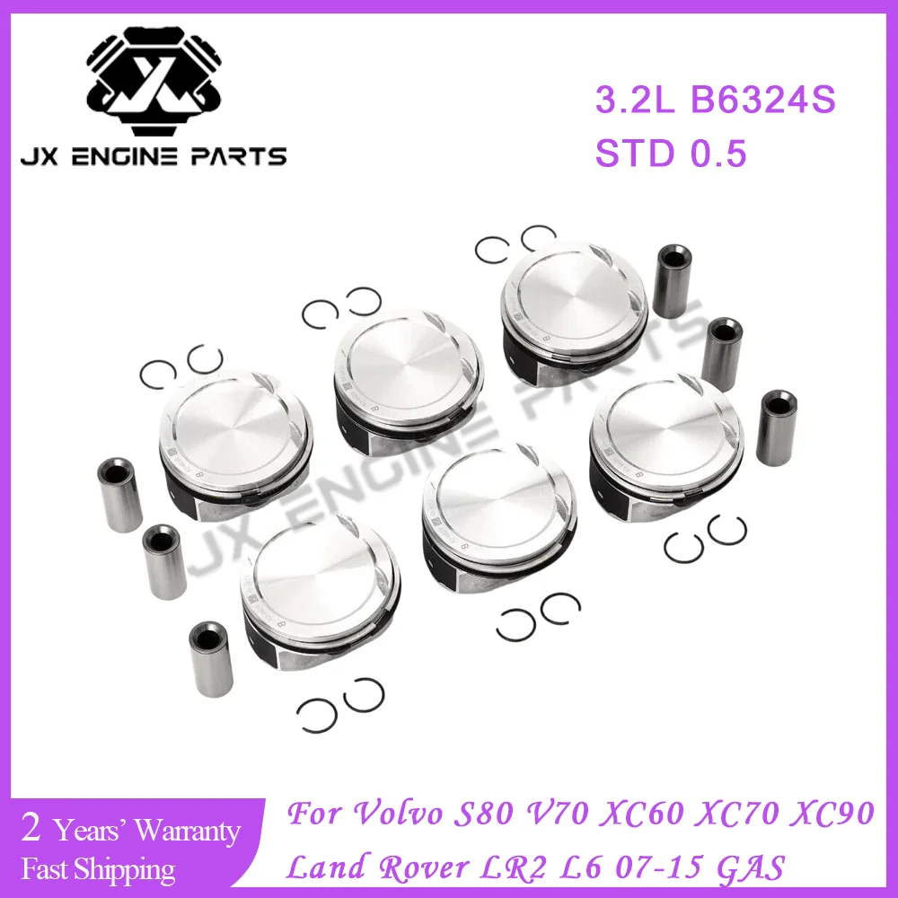 B6324S motor 84mm STD 0,5 juego de pistones y anillos de pistón para Volvo 3,2 S80 V70 XC60 XC70 XC90 Land Rover LR2 07-15 3.2L 30750274