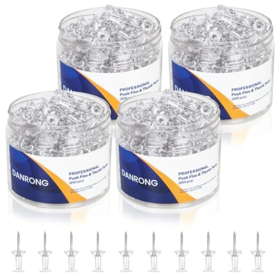 

800 PCS Push Pins, Standard Thumb Tacks for Bulletin Board, Steel Point and Plastic Head, Pin Tacks for Wall Cork Board Maps Ph