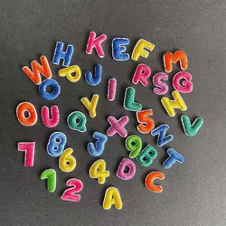 0-9 Cartoon Tiny Number Patches,A~Z Mini Colorful Alphabet English Letters Badge Fabric Embroidery Applique Iron On Patch
