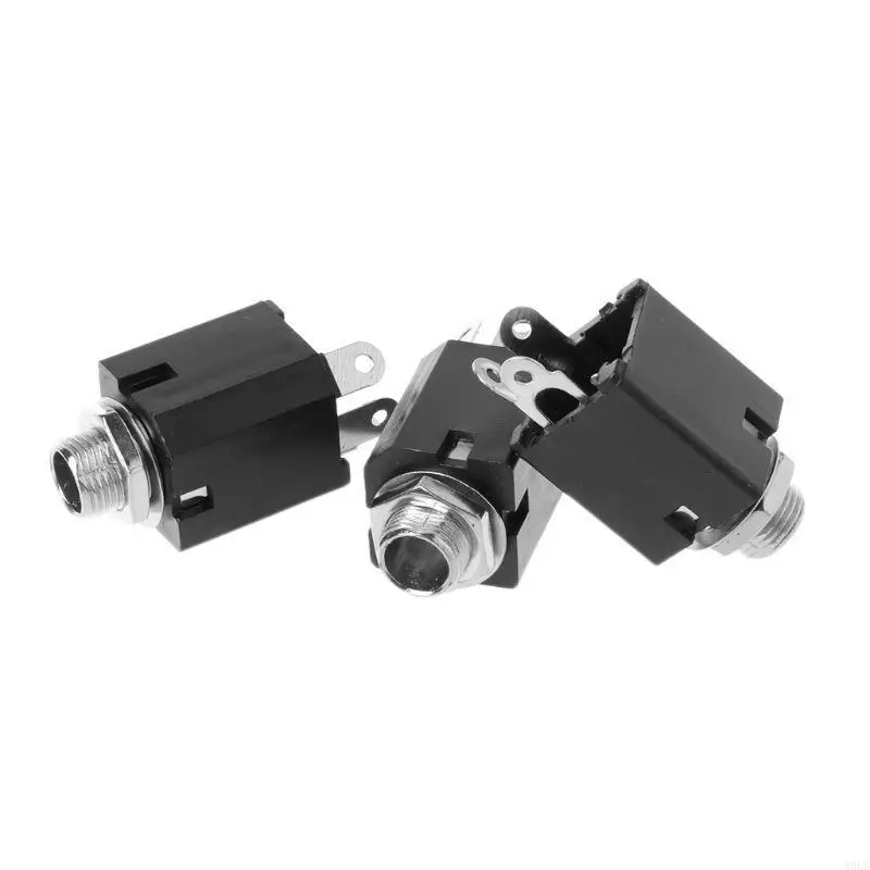 

A9LF 10pcs 6.35mm o Plug Sockets PJ-612 3-Pin Connector With Screw Nut