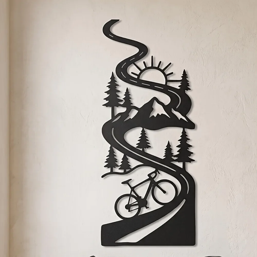 CIFBUY Mountain Bike Iron Wall Art Sign Rust Proof Waterproof Indoor Outdoor Decor For Garden Patio Home Yard Fence Decoration G