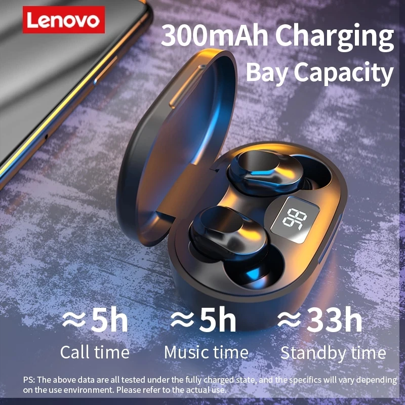 Lenovo-Bluetooth付きT91ワイヤレスヘッドセット,マイク付きステレオヘッドセット,HDサウンド,5ユニット