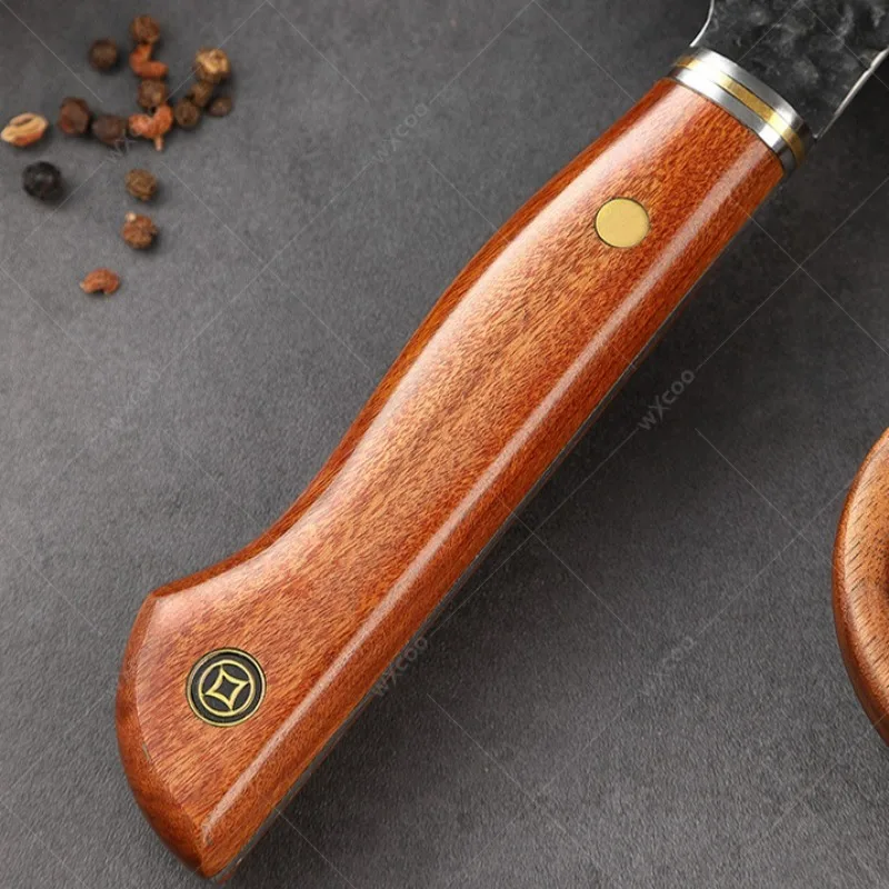 5CR15MOV Steel Chef Knife Set with Wooden Handle Forged Meat Cleaver Japanese Santoku Knife Kitchen Knife Storage Bag