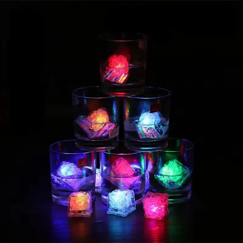12pcs Led Ice Cube Waterproof Multicolor Flashing Glow in The Dark Ice Cube for Wedding Party Wine Bar Drinking Atmosphere Decor