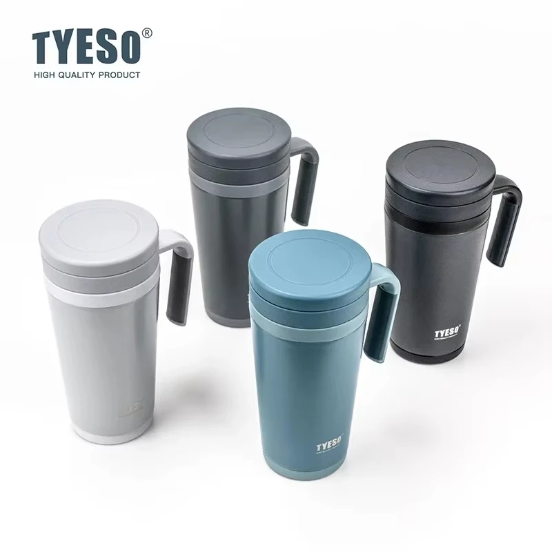 

Tyeso 500ml Office Mug Handle Stainless Steel Insulated with Tea Separation Professional Business Water Bottle for Tea Coffee
