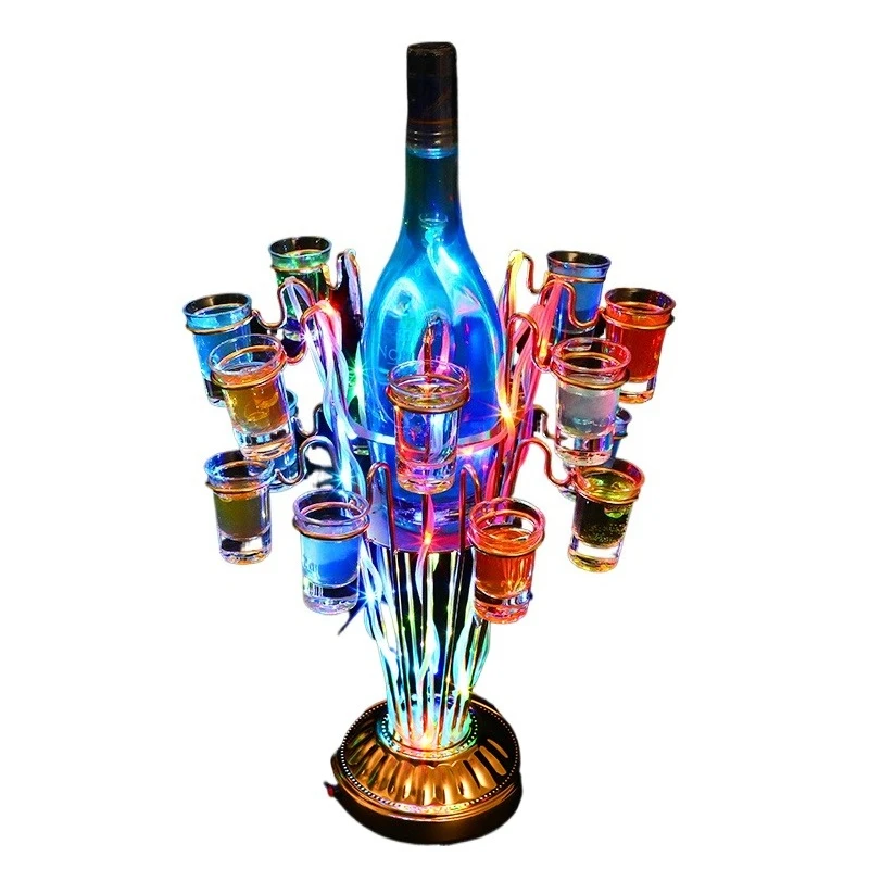 

Rechargeable LED glass bottle display stand, luminous cup holder for bar