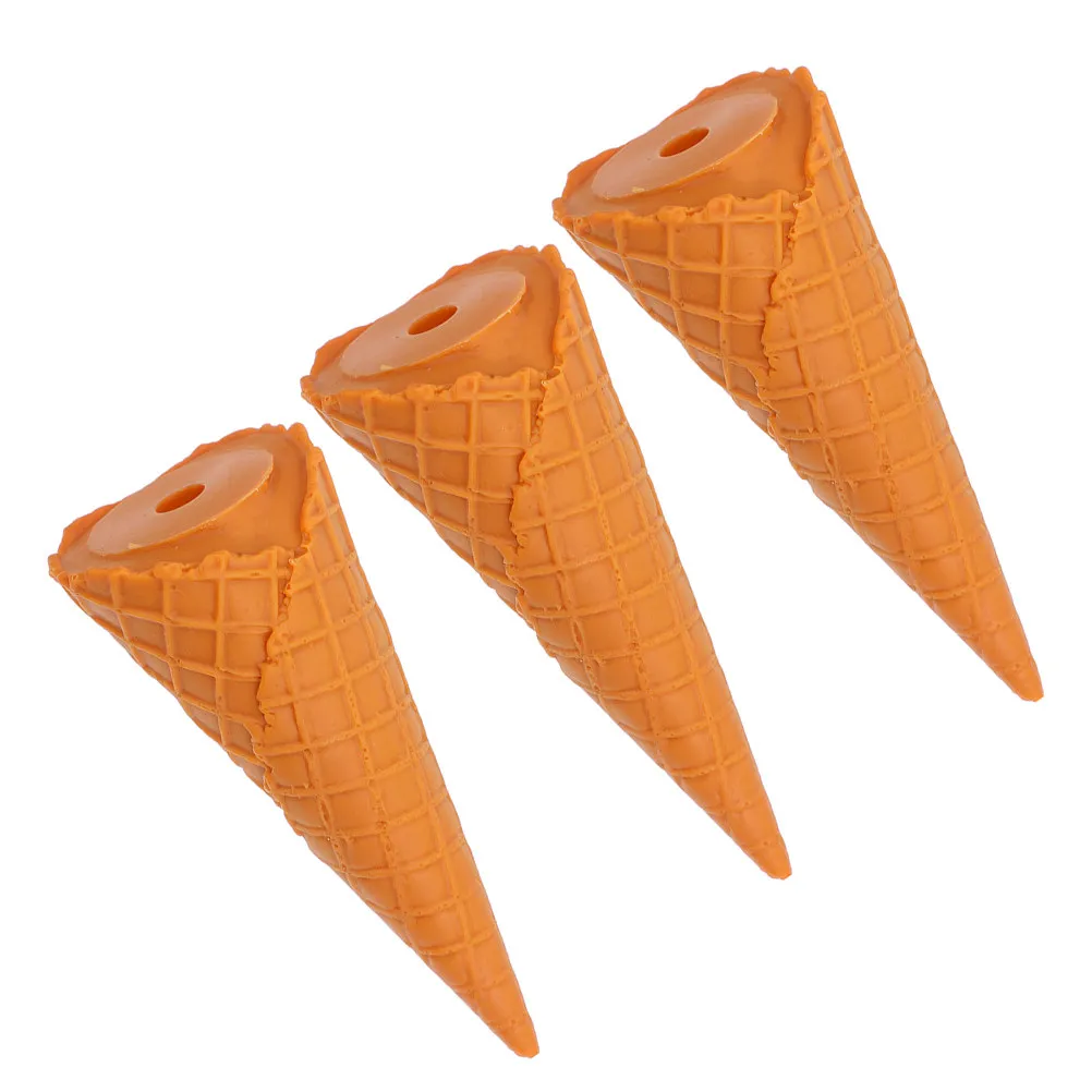 3pcs Realistic Fake Ice Cream Cones with Crispy Waffle Texture – Summer Dessert Decor, Photo Prop & Pretend Play Food