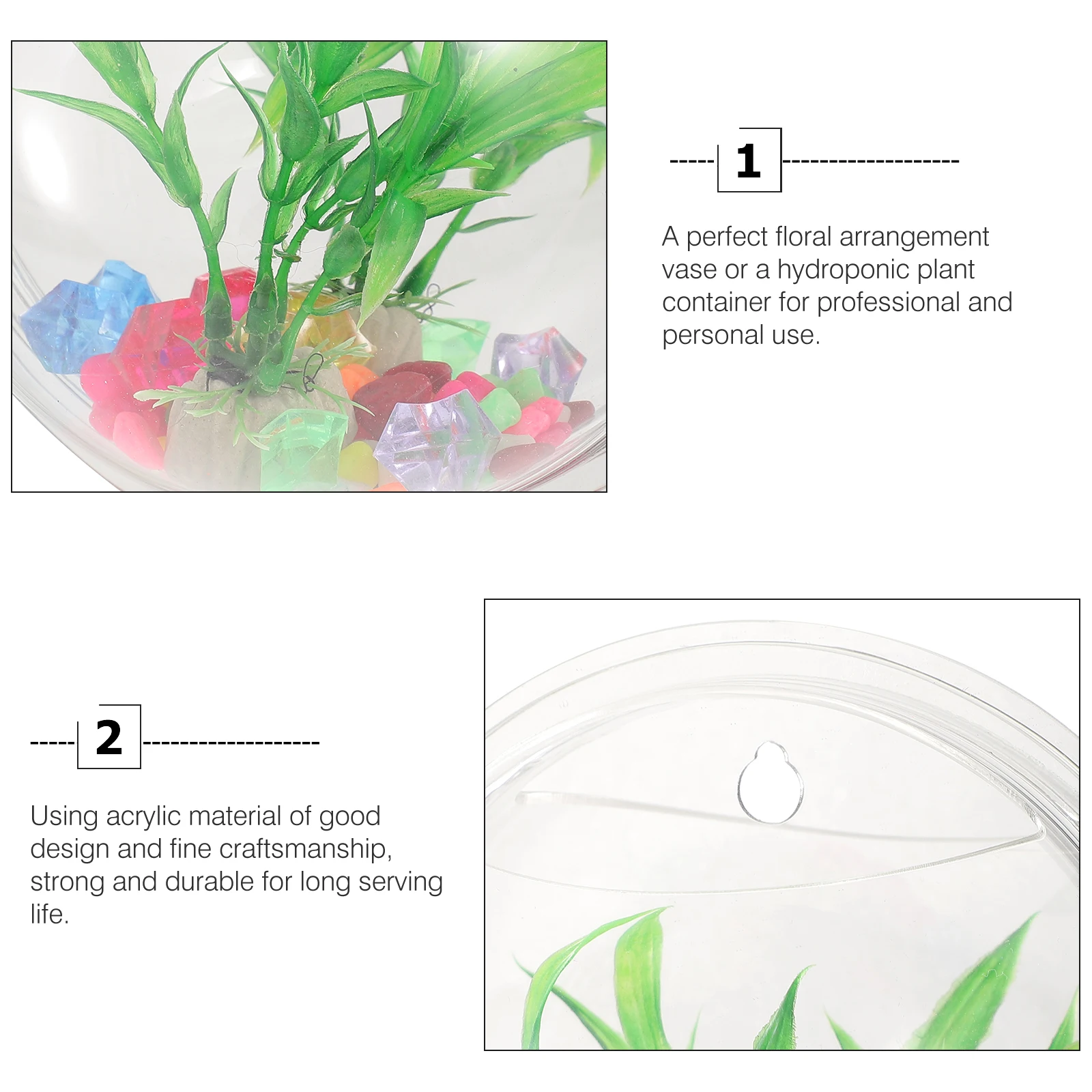 

Vintage Wall Mounted Acrylic Vase Transparent Flower for Wedding Party Home Decoration Fish Tank Bowl Centerpiece Banquet Wall