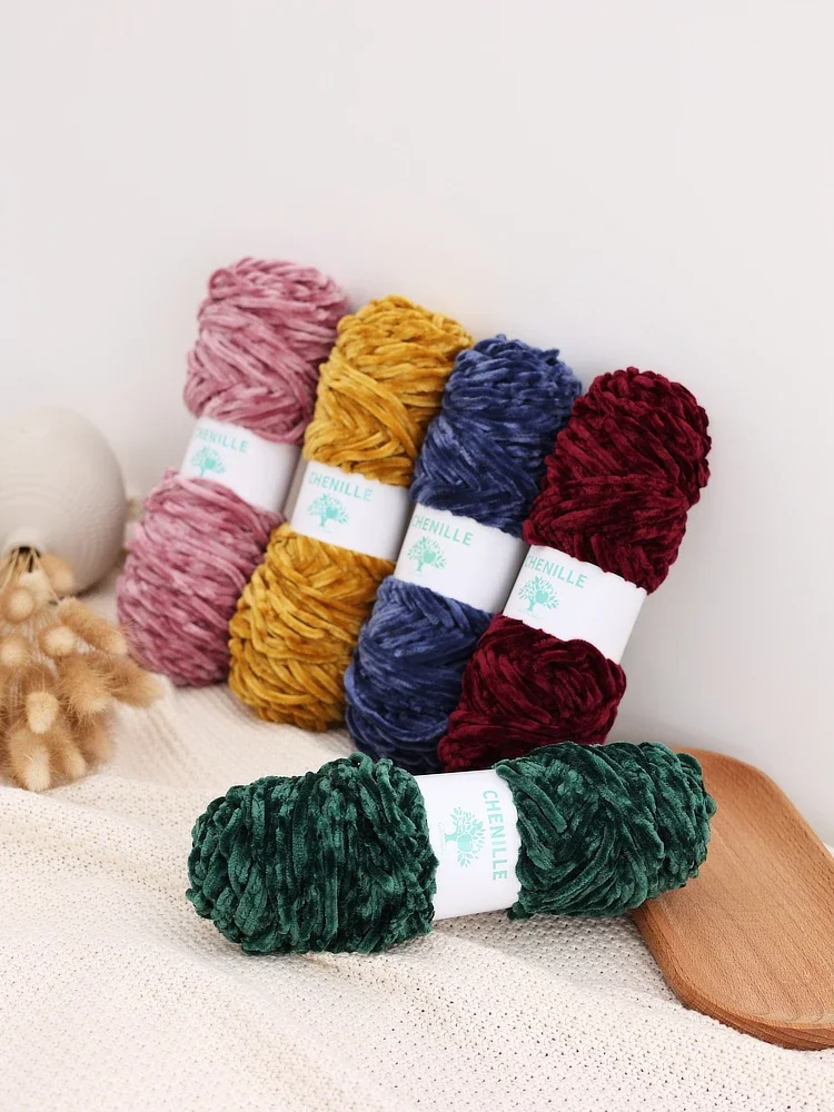 Chunky Yarn Alize Puffy Yarn Chenille Woolen Thick Scarf Gold Velvet Weaving Handmade DIY Weaving Ice Stripe Thread