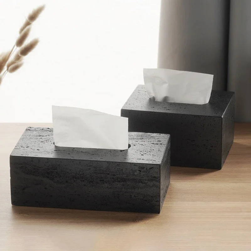 Modern Tissue Boxes Cave Stone Napkin Holder Minimalism Tissue Case Nordic Storage Box Table Decoration Kitchen Accessories