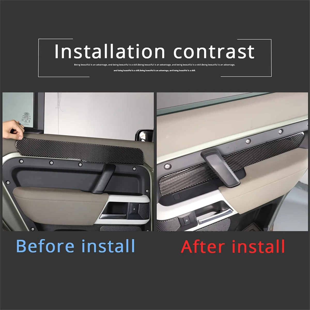 

Carbon Fiber for Land Rover Defender 110 130 2020-2024 Rear Door Inner Armrest Panel Cover Trim Interior Accessories