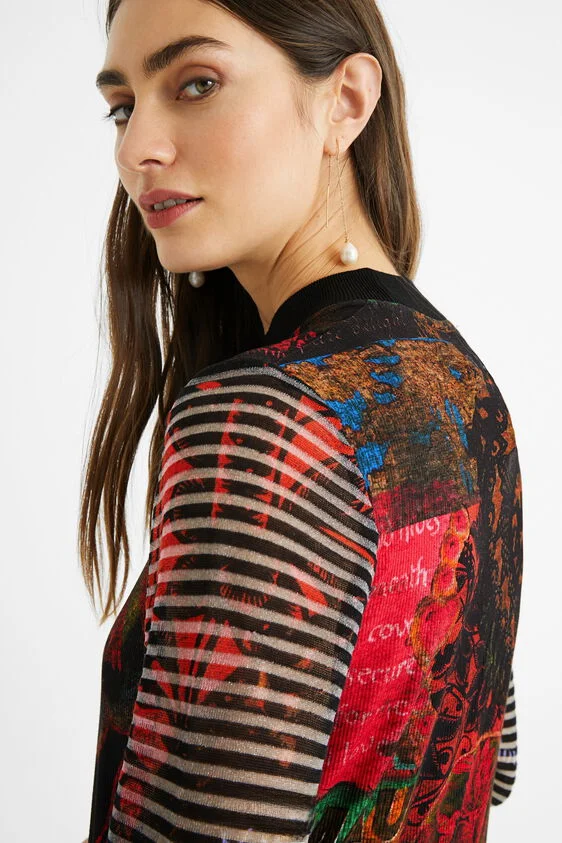 

Manna Single Knitted irt Elastic Sve Print ved round Ne Сращивание Дизайн Цветочный узор Commute Sle Long Sve Thin