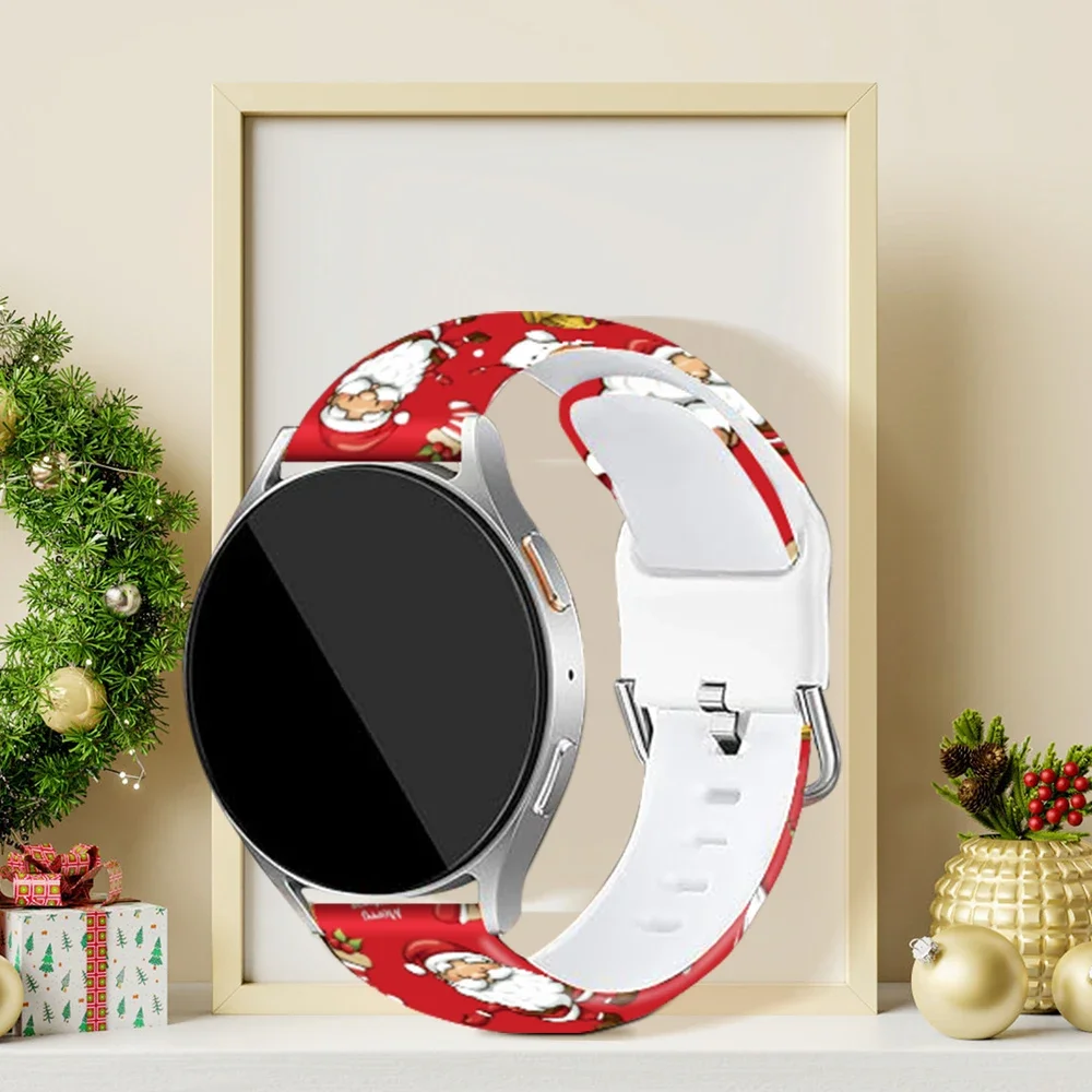 20mm 22mm Watch Band for Samsung Galaxy Watch 5/4/3/Active 2/Gear S3 Christmas Printed Silicone Strap Huawei Watch 3/Amazfit GTR