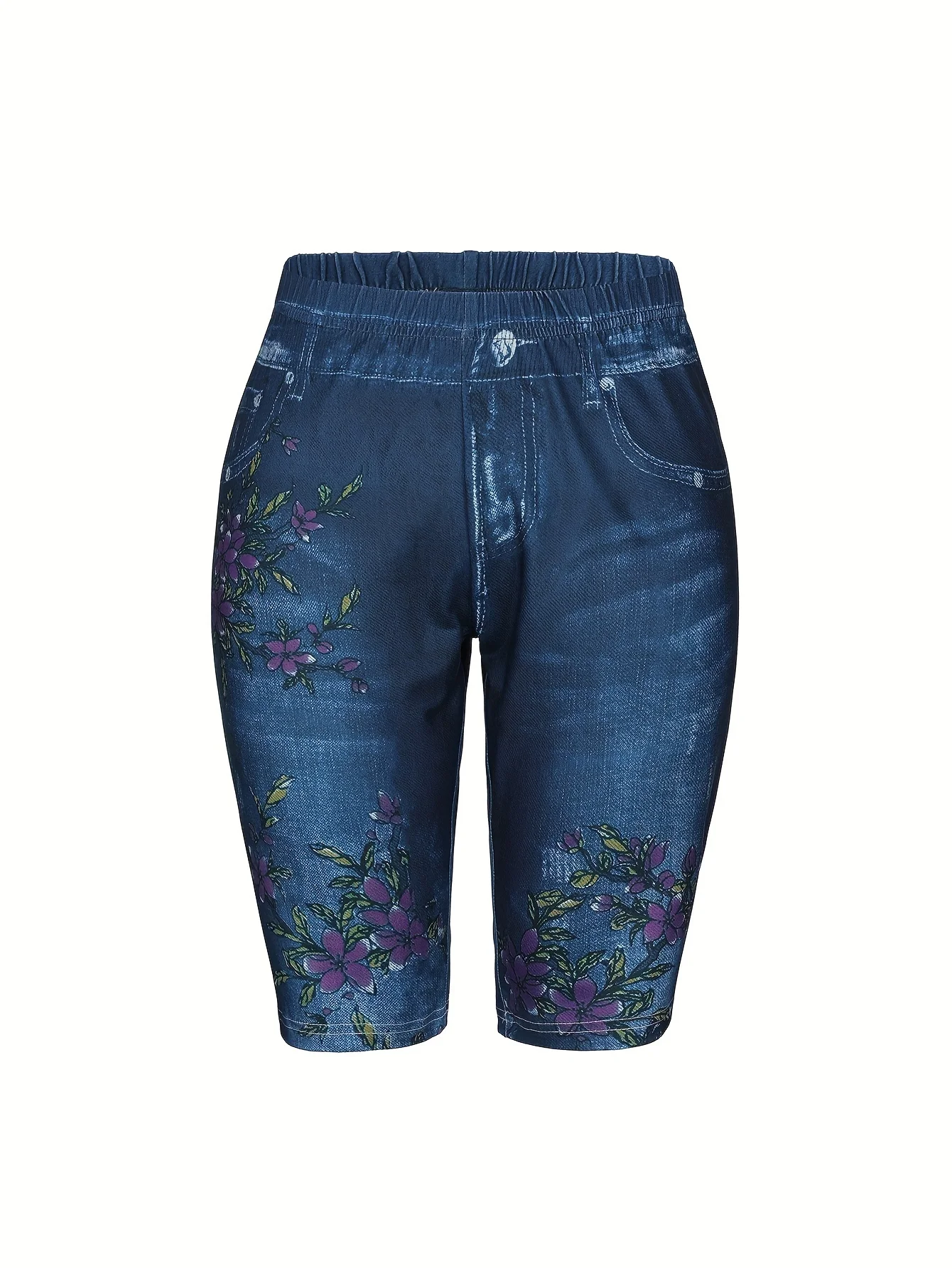 Ensemble de jeggings en denim de style fleur de lys pour femmes, jeggings confortables, leggings décontractés assiste, shorts 216.239., 3 pièces