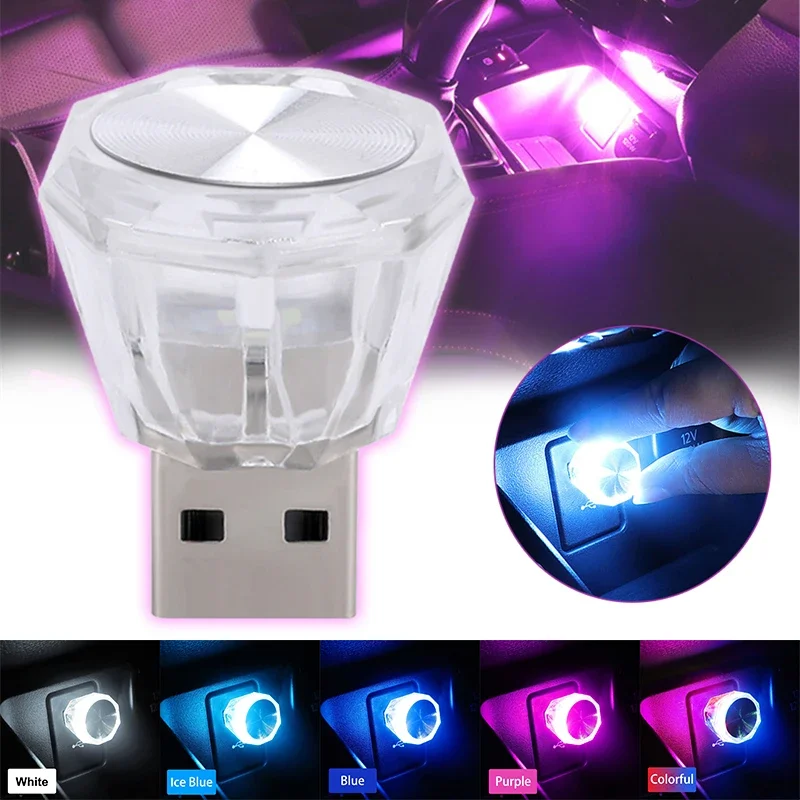 Mini USB Lamp 5V LED Night Light Colorful Light Car Atmosphere Decoration LED Lamp Night Light Mobile Power Charging Lighting
