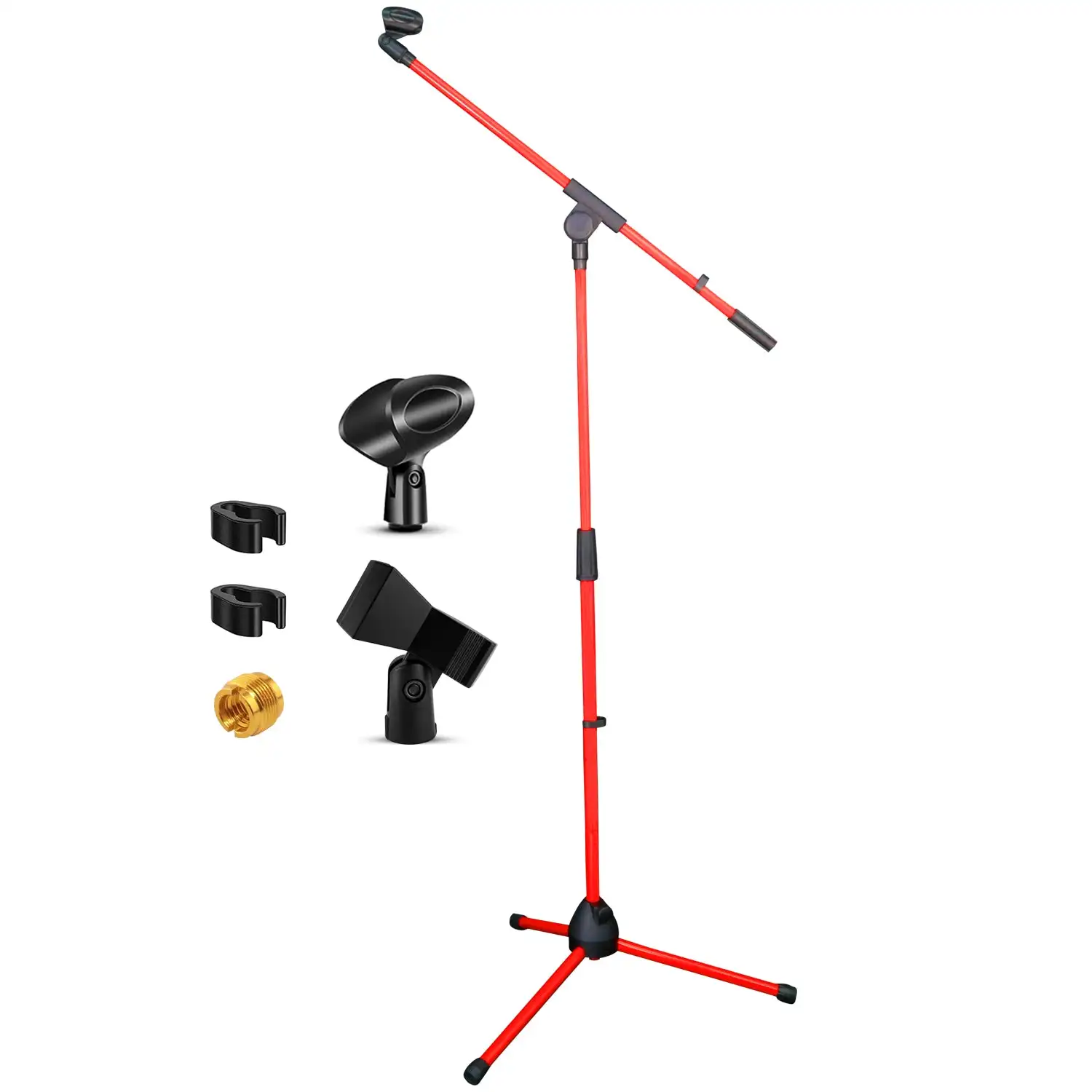 

5 Core Tripod Mic Stand Adjustable Holder Floor Microphone Boom Arm MS 080 RED