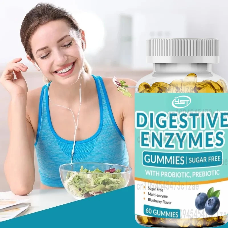 Digestive Enzyme Gummies, Containing A Mixture of Probiotics and Prebiotics, Suitable for Men, Sugar Free | Vegetarians