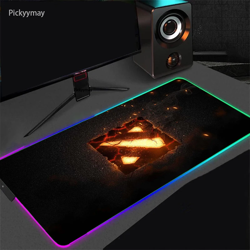 Dota2 Gaming Mouse Pad RGB Backlight Mat 900x400 Gamer XXL Computer Mousepad CS Go Non-Slip Rubber Desk Play Mats Carpet LED