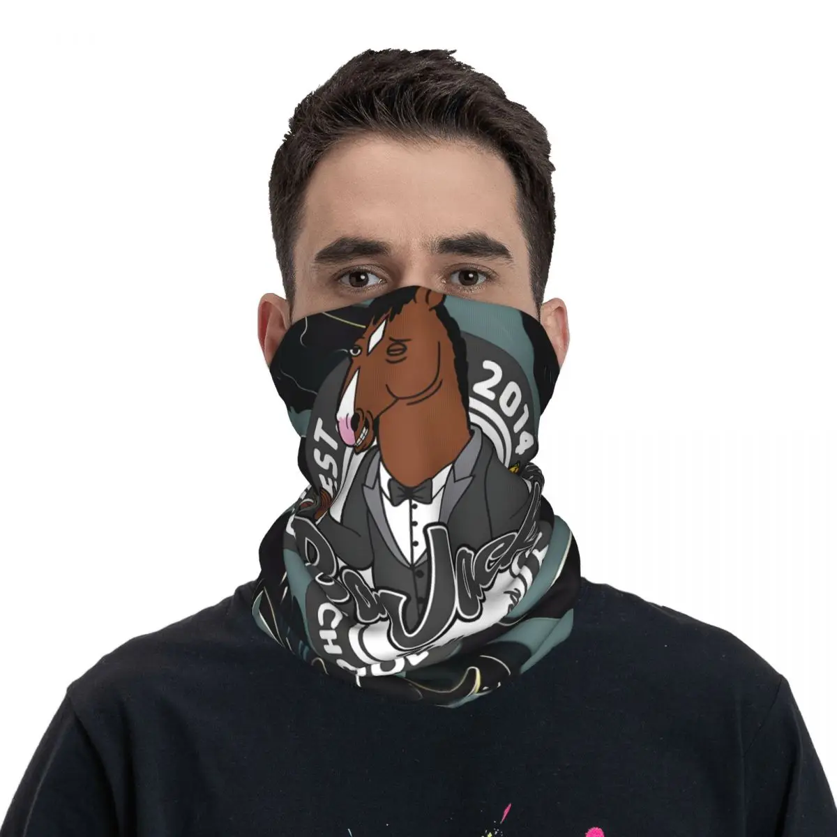 Divertente Bandana Neck ghetta moto Club B-BoJack cavaliere Wrap sciarpa multiuso ciclismo equitazione Unisex adulto inverno