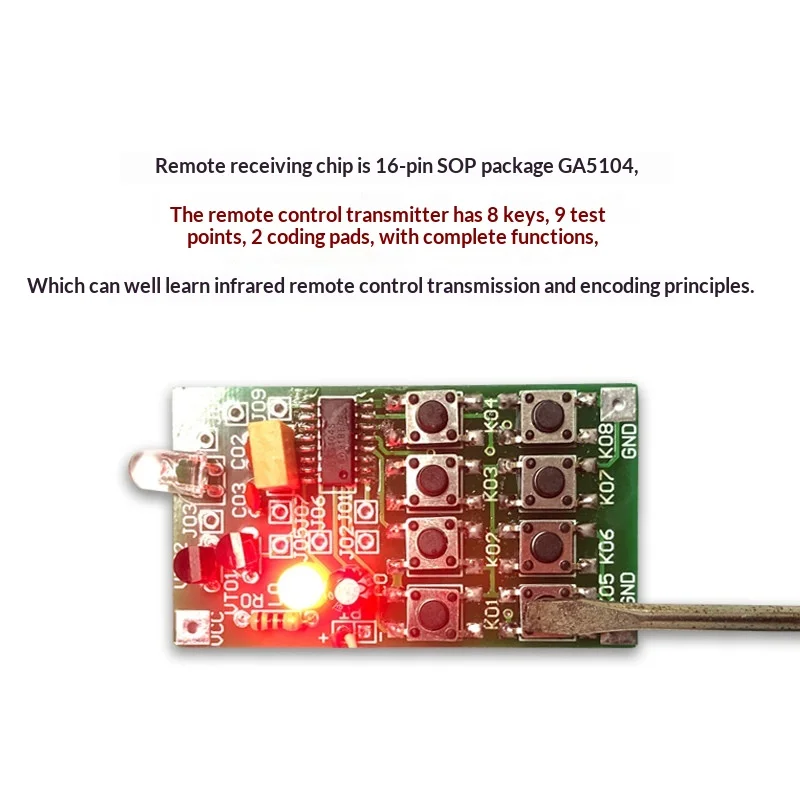 8 Key Infrared Remote Control Transmitter DIY Kit, Power Supply Assembly Electronic Soldering Training Parts