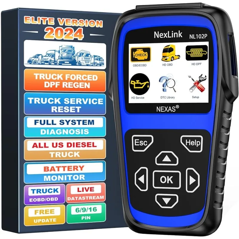 

Full Systems Heavy Duty Truck Scan Tool Force DPF Regen Tool HDOBD Diagnostic Scanner with Oil Reset Sensor Calibration Truck