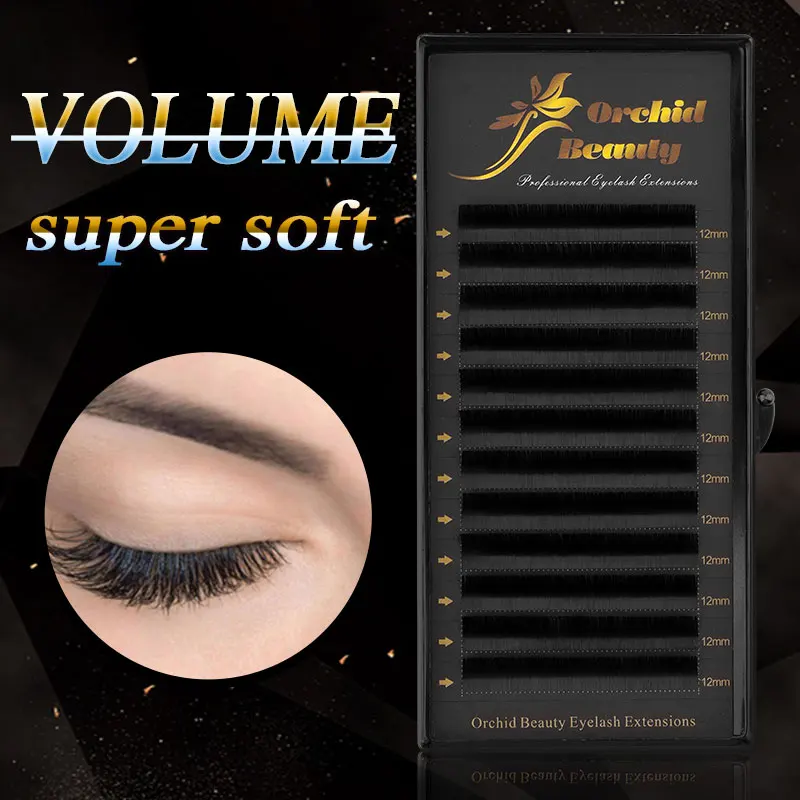 Orchid Beauty Fast Ship 12rows/case 8-15mm Mix Premium  Synthetic Mink Individual Eyelash Extension Supplies Makeup Cilios