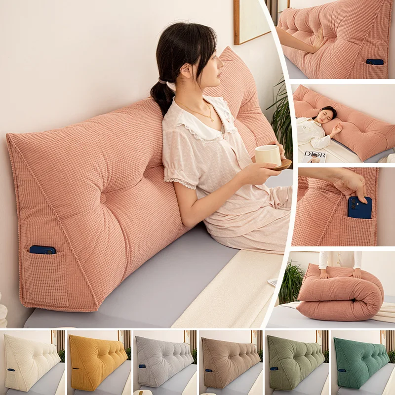 Bed Headboard Reading Pillow Detachable Washable Anti-Collision Backrest Cushion Large Bolster Pillow for Bed Sofa Home Decor