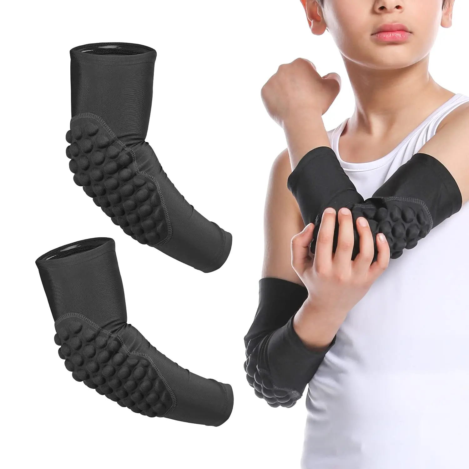 Child's Sports Compression Arm Elbow Sleeves Pads Supports Honeycomb Shooting Braces Splints Crashproof  Protection for Cycling