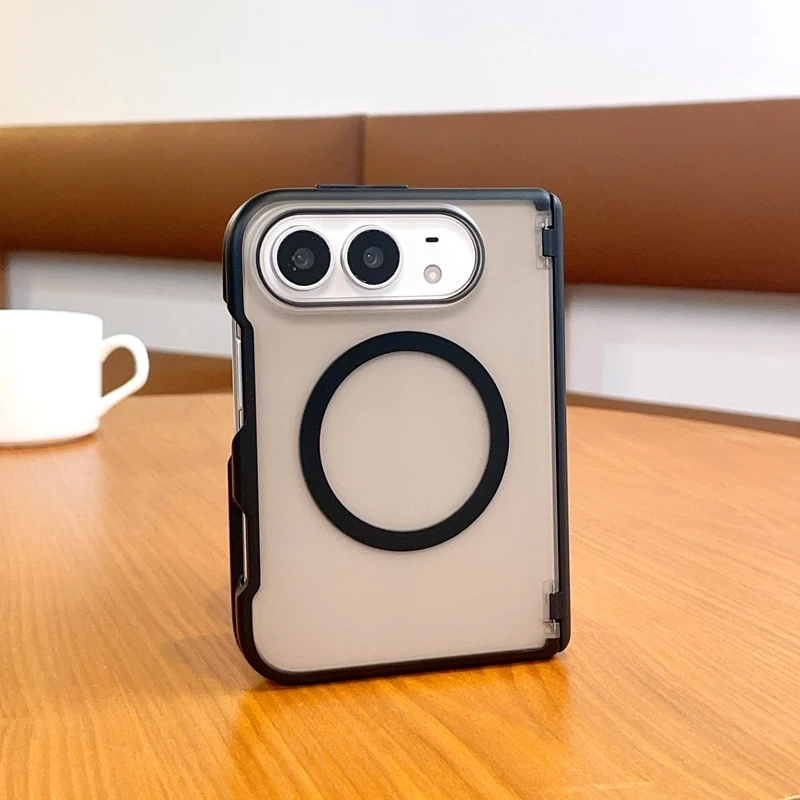 For iPhone Duo Case Ultra-Thin Skin-Friendly Magnetic Wireless Charging No Front Cover Silicone Shockproof Cover Accessories