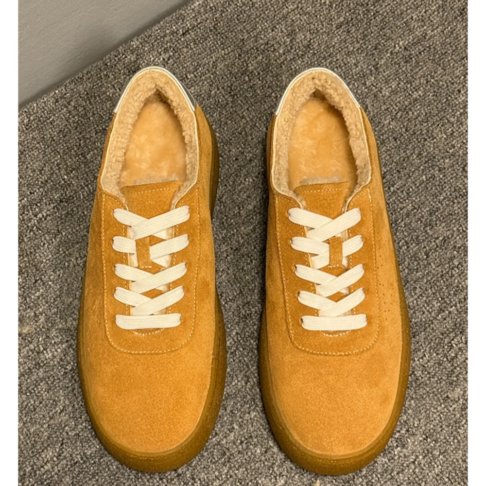 أحذية QHCCID الشتوية الجديدة للرجال من الصوف كاجوال - اتجاه عصري، تصميم نعل سميك، متينة، فرو سميك، أحذية دافئة #3