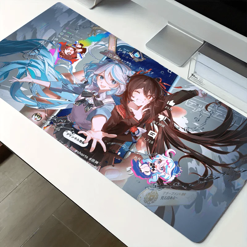 

Large Mouse Pad Gaming Hu Tao Washable Non-Slip Rubber Office Computer Accessory Setup Mouse Mat 900x400 Mousepads Extended Pad