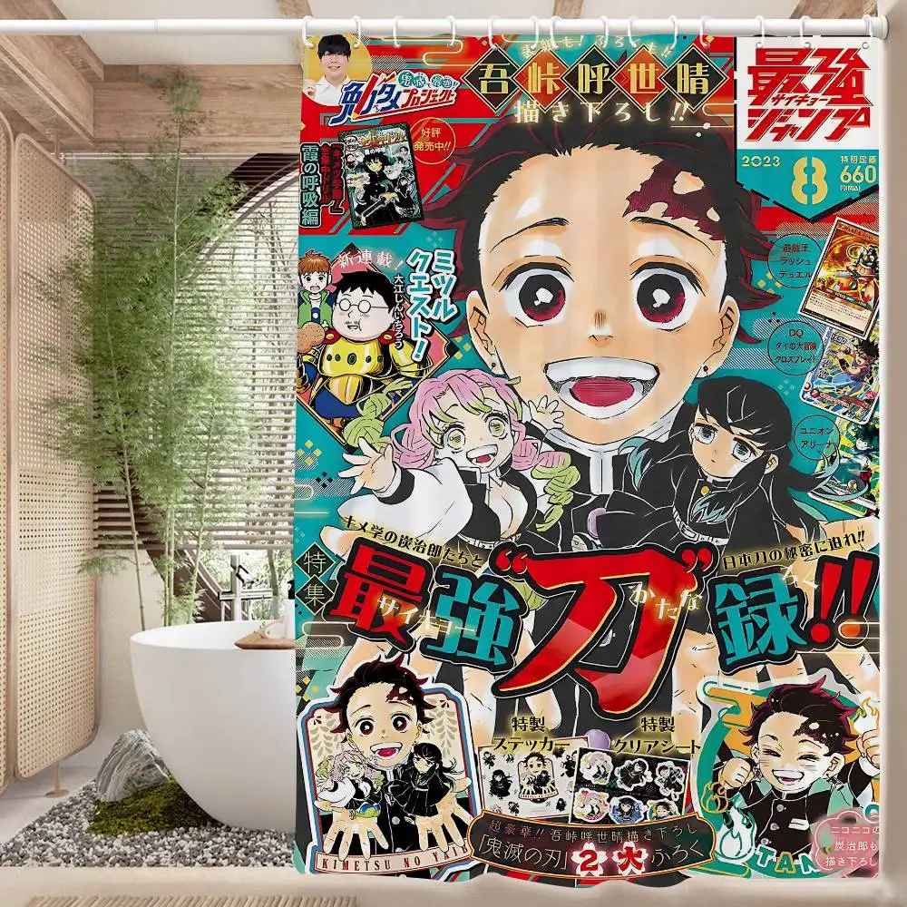D-Demon Slayer 1pc Duschvorhang Polyester Wasserdicht Duschvorhang Badezimmer Trennvorhang Dekoration Zubehör