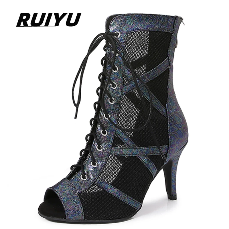Latin Dance Shoes Ladies Salsa Tango Ballroom Party High Heel Boots Breathable Women's Boots Outdoor Sports Dance Boots