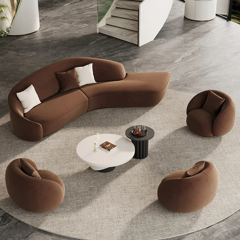 New Italian Retro Curved Sofa Nordic Creative Lobby Clothing Store Office Sofa Business Reception Furniture Диваны Раскладные