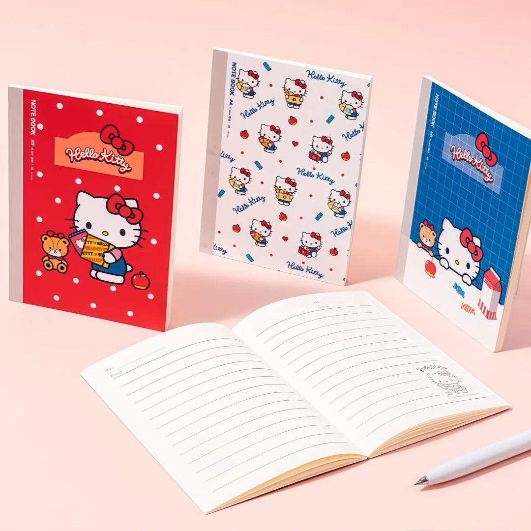 Sanrio Hello Kitty Cartoon A6 Wireless Bound Notebook with Thick Lined Pages for Girls and Students, Portable Pocket Notepad