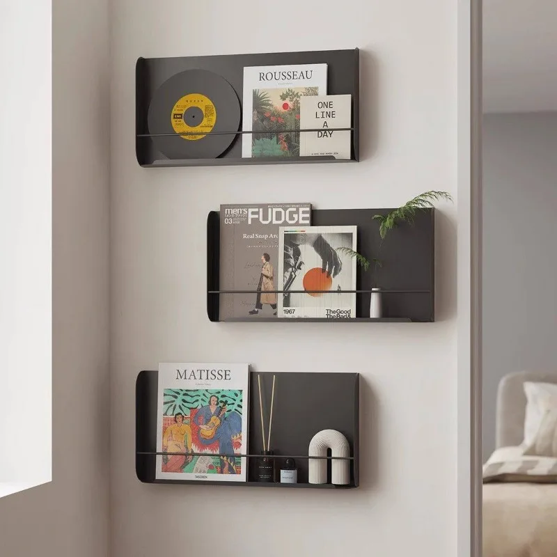 Nordic Creative Wall-Mounted Magazine Rack Multipurpose Bookshelf Vinyl Record Display Rack