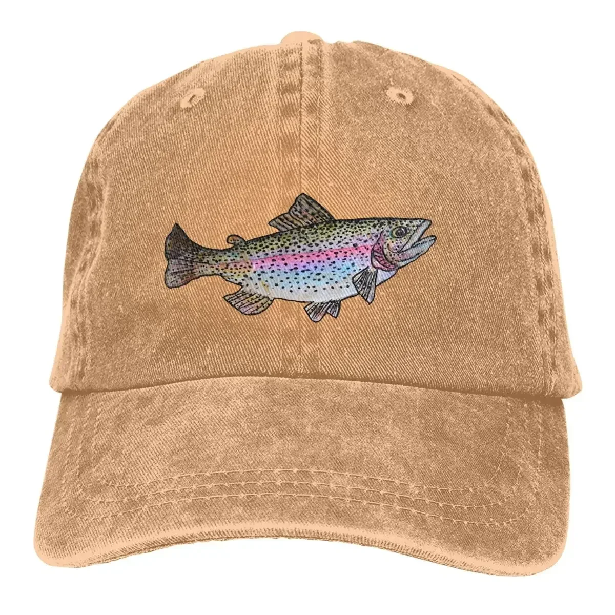 Meme Multicolor Hat Peaked Women's Cap Rainbow Trout Fish Drawing Personalized Visor Protection Hats