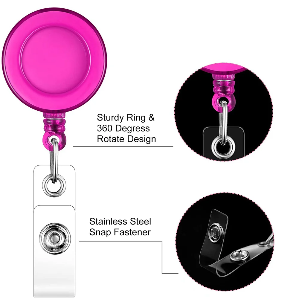 2D 10 Stück transparenter, einziehbarer Ausweishalter • Geeignet für Ausweishalter von Pflegekräften • Mit Gürtelclip • Ausweiskettenclip für Ärzte – Detail 2
