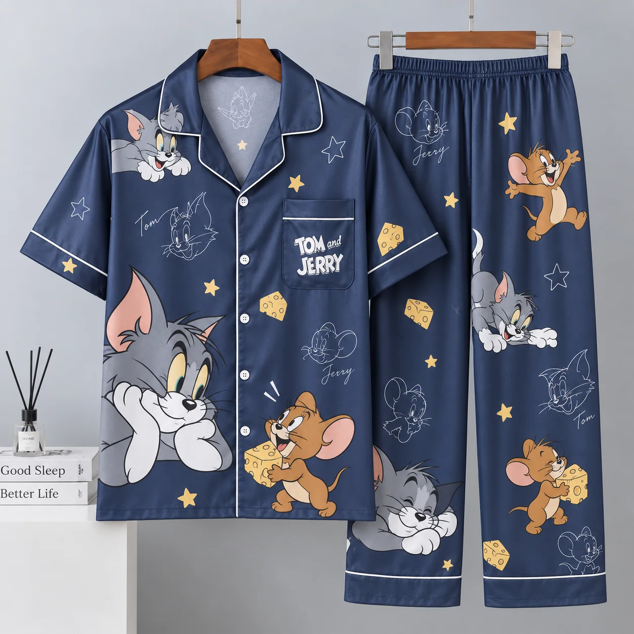 Tom & Jerry Print Pajamas Button‑Down Lapel Casual Home Clothing For Boys Teens Men's Shirt Children's Clothing Tee Y2k Woman ﻿