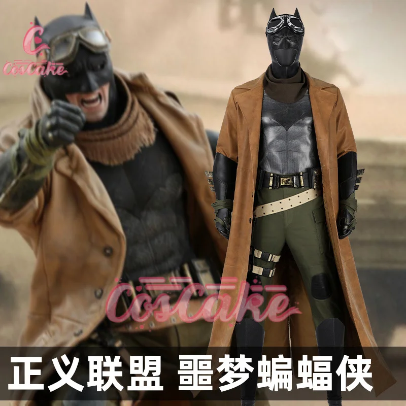 

New Nightmare Bat Cosplay Costume The Justice League Ben Affleck Role Play Battle Suit Halloween Trench Top Leather Outfit