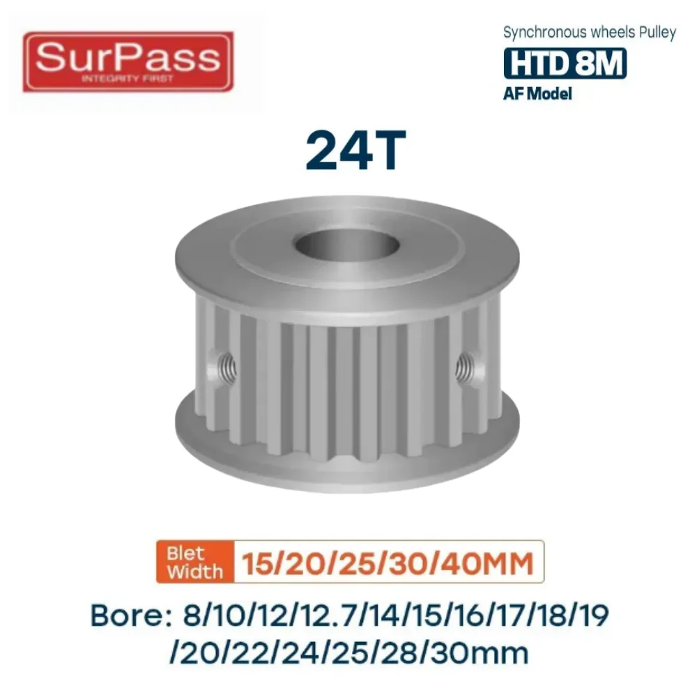 

HTD 8M Synchronous Pulley 24Teeth Bore 8-30mm Teeth Pitch 8 mm Slot Width 16/21/27/32/42 mm For 15/20/25/30/40mm 8M Timing Belt