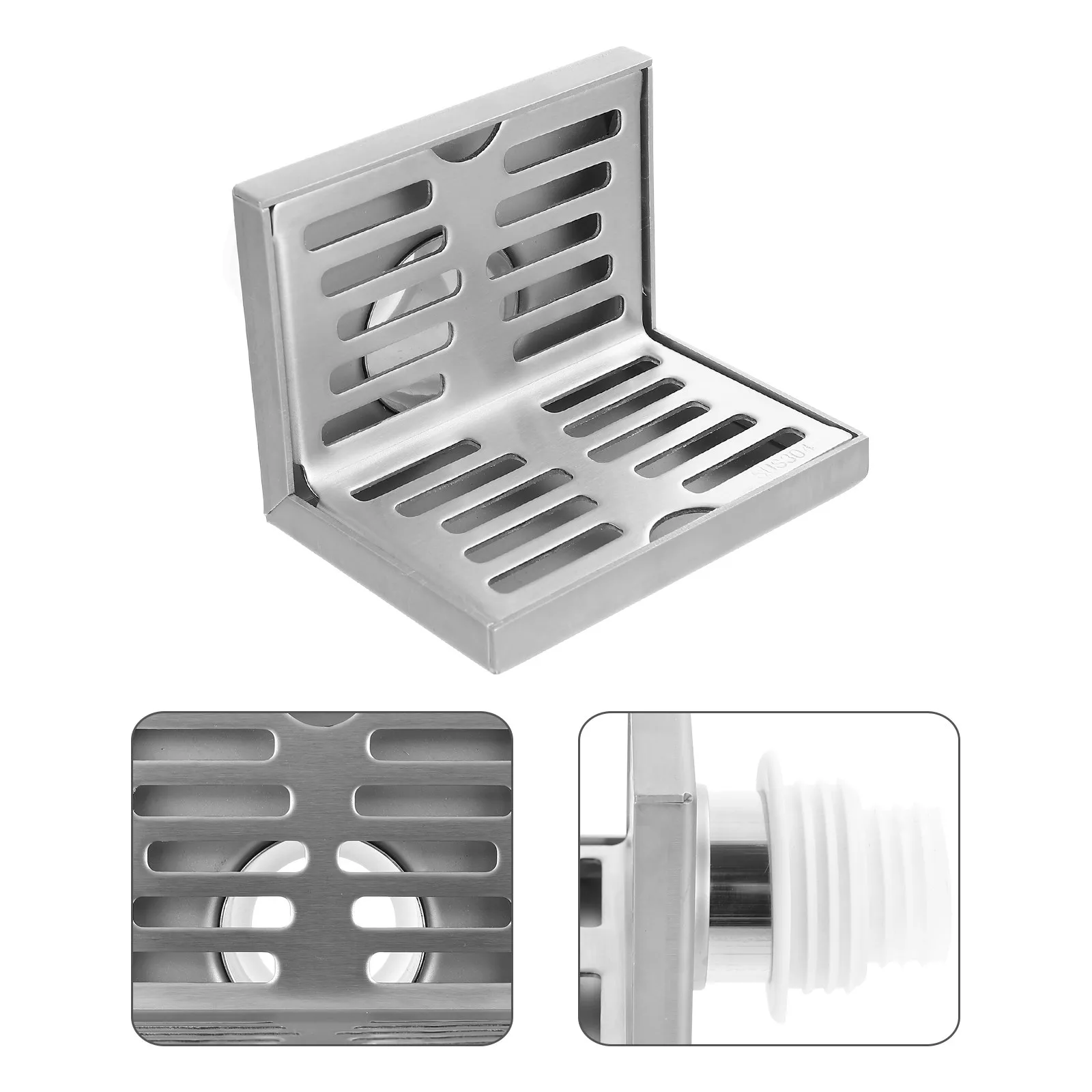 

304 Wall Side Stainless Steel Floor Drain L-Shape Stopper Drain Cover Strainer for Bathroom Balcony Kitchen Garage