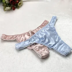 3pcs/lot  Comfortable G-string pants 100% mulberry silk for men and women Low waist sexy silk breathable T pants Valentine's