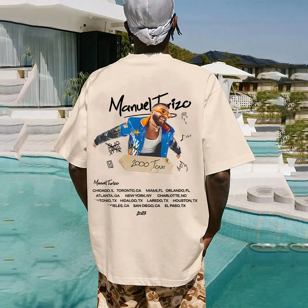 

Manuel Turizo 2000 Tour T Shirt Men Women Clothing Hip Hop Fashion Oversized T-shirts Summer Men's Casual Cotton Vintage T-shirt