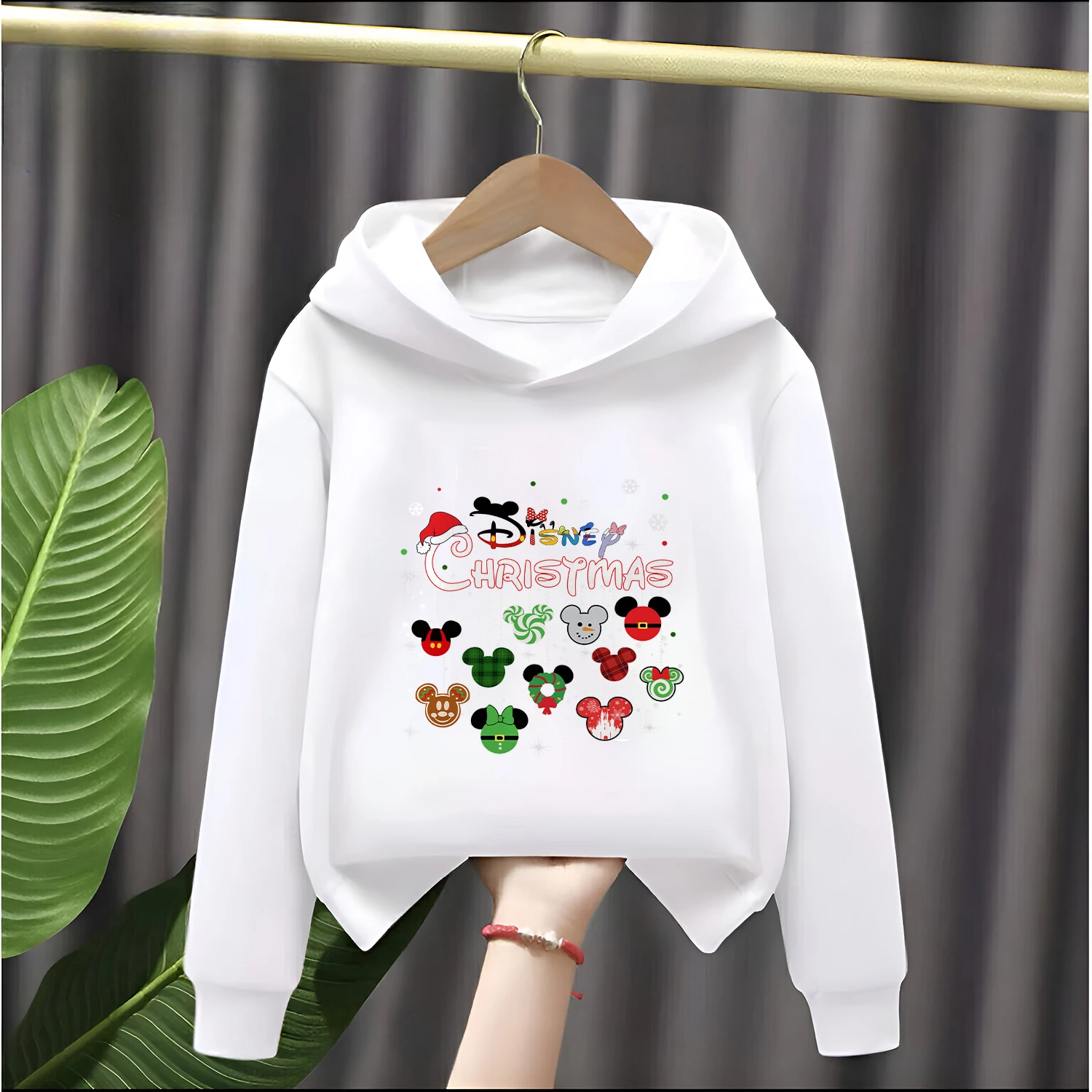 

Disney Childrens Fleece Lined Hooded Sweatshirt Warm Winter Cartoon Print Pullover Cozy Soft Outerwear