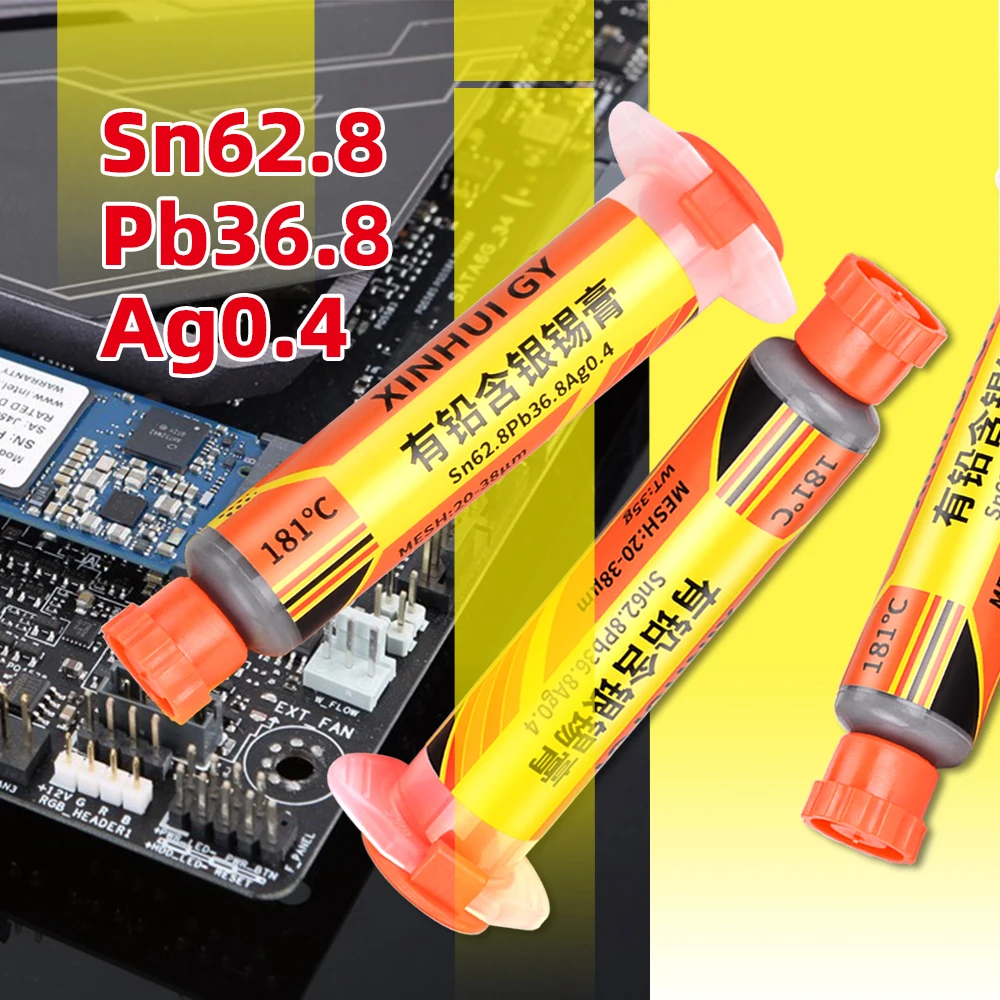 Lead-containing and 181-degree silver-bearing solder paste for syringe soldering, applied in SMT (Surface Mount Technology) chip