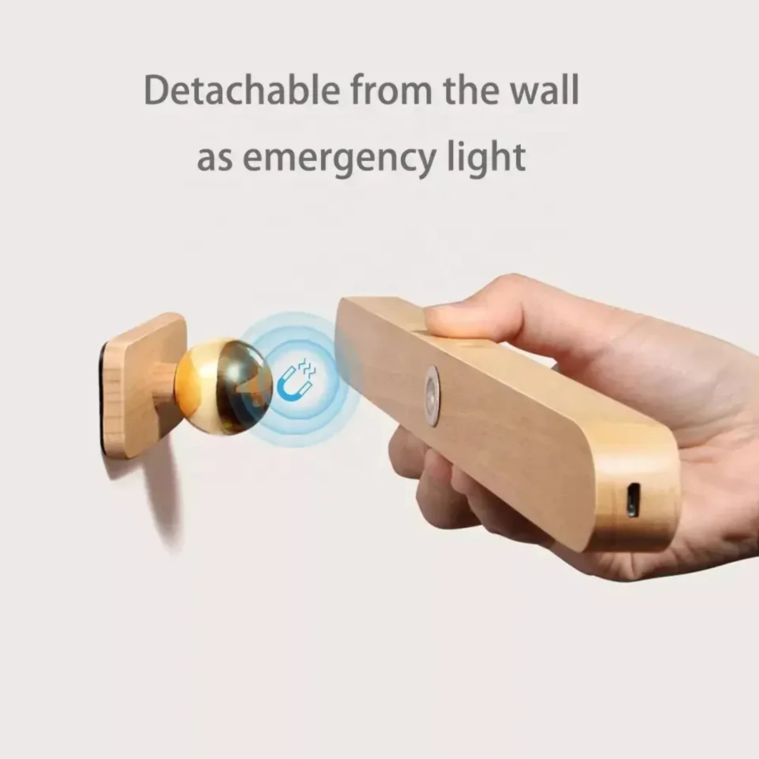 Luz nocturna LED inalámbrica de madera ajustable para una acogedora atmósfera de lectura