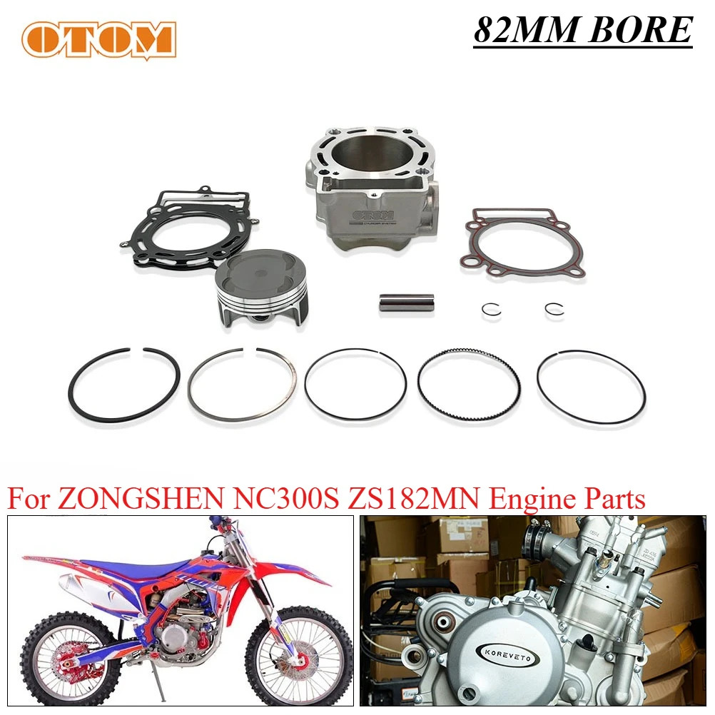 Motorcycle 82mm Cylinder Kit Air Cylinder Block Piston Ring Gasket Set For ZONGSHEN NC300S Double Camshaft ZS182MN Engine Parts