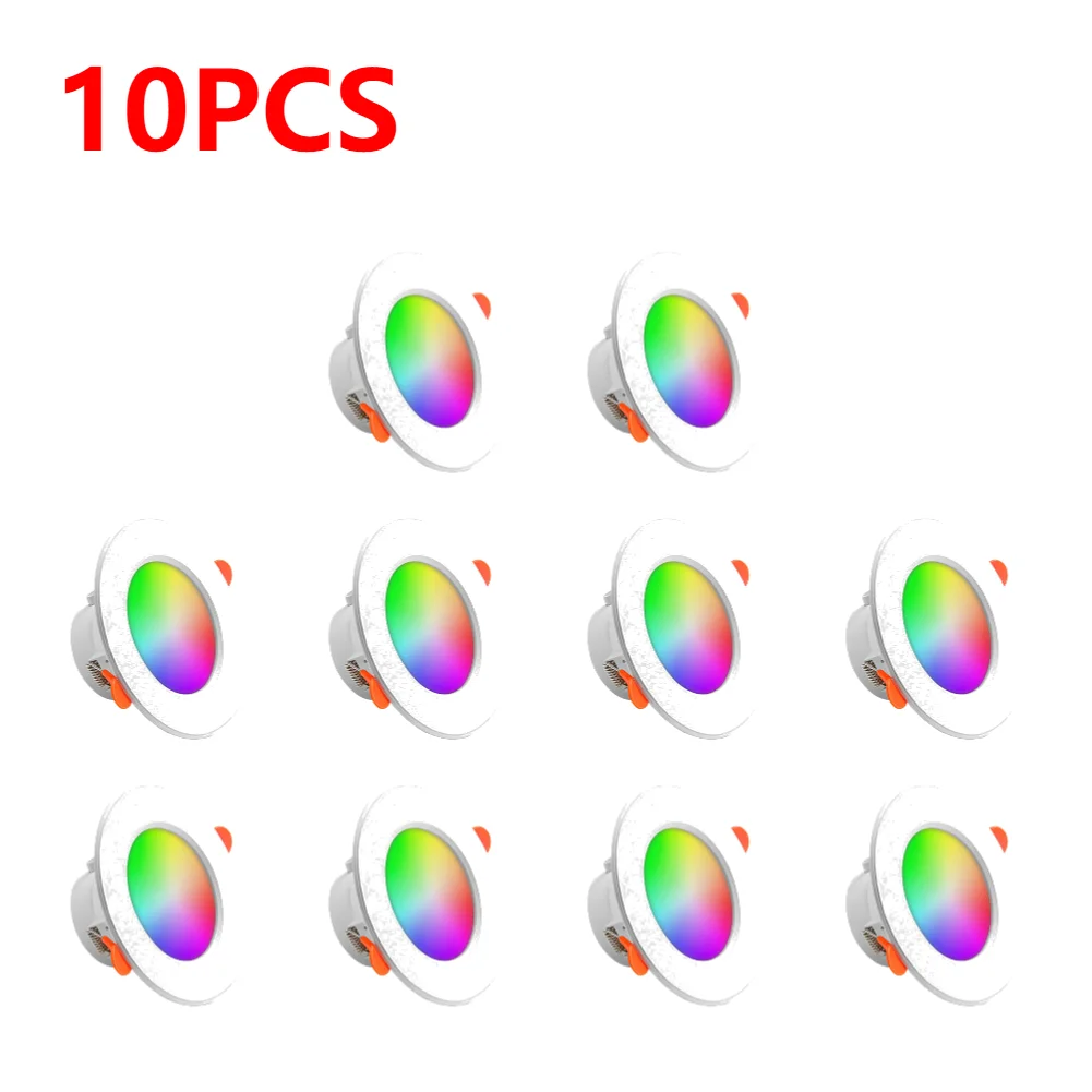 1-10 Stuks Led Downlight Dimbaar AC85-265V 10W Tuya Intelligente Graffiti Control Voice App Rgb Cw Full Color Spot Plafond Verzonken